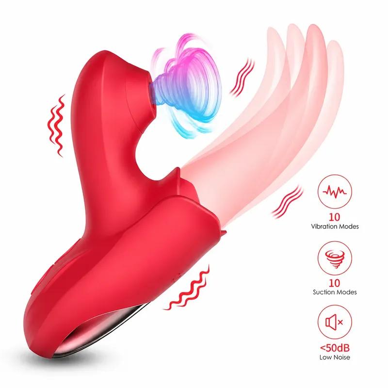 3 In 1 Sucker Licking Vibrator Powerful Stimulate G Spot Nipple for 18+ Oral Massage Clitoral Stimulator for Female Masturbator