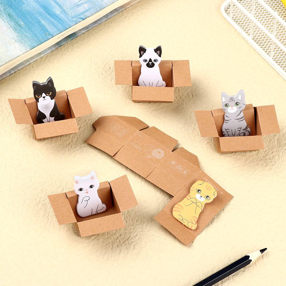 School Supplies Stationery Stickers Memo Pad Cartoon Cat Sticky Notes Kitten In Box Office Notepad