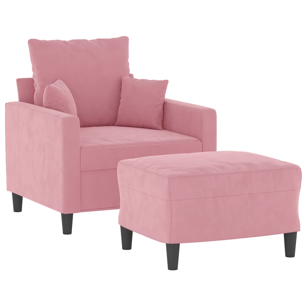 Armchair with Footstool Pink 60 cm Velvet