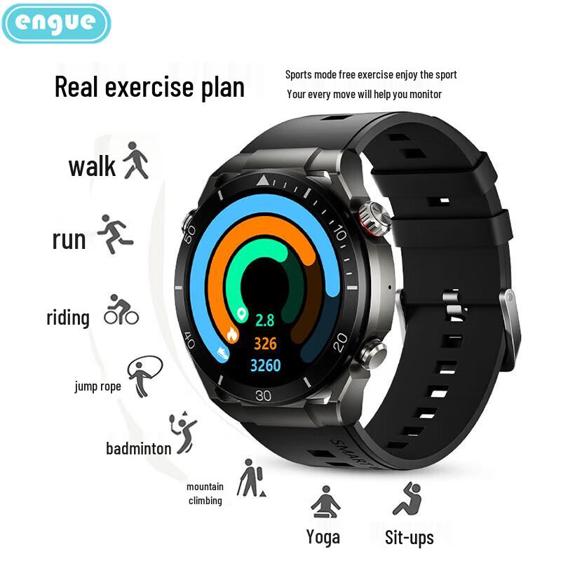 Engu Smartwatch with HD Blood Oxygen, BP & HR Monitoring and Call Function (CN version)