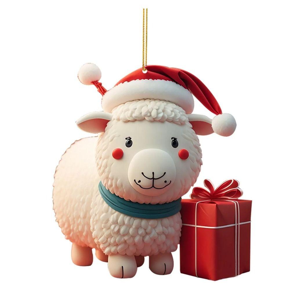Милый мультяшный козлик, цветочный венок, подарочная коробка, подвеска в виде собаки, креативные рождественские украшения в виде снежинок, вечеринка