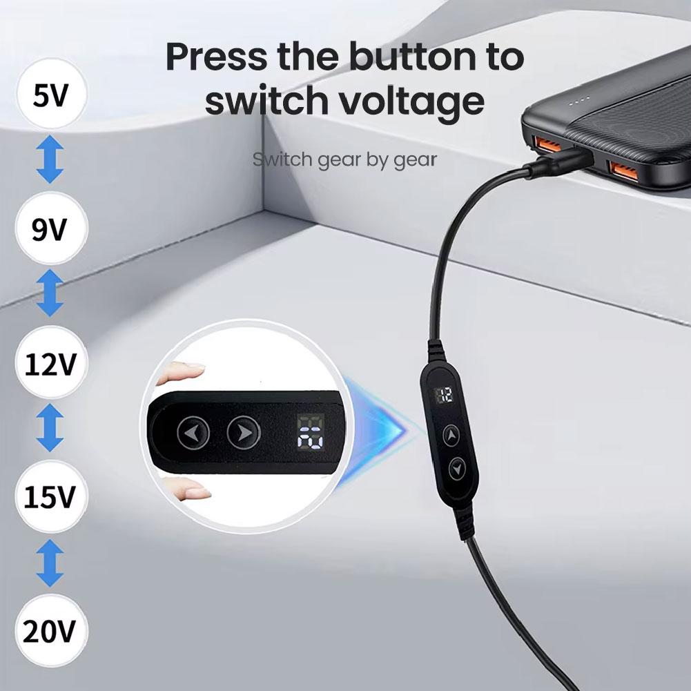 Кабель-усилитель питания Type-C на DC с регулируемым напряжением 5-20V для оптического модема, роутера, светодиодного умного динамика. Преобразователь Type-C на DC