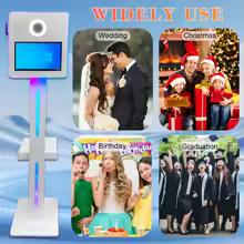 DSLR Photo Booth Machine with 15.6 Inch Touch Screen, Photobooth Machine with Flight Case & RGB Light for Party Events Rental