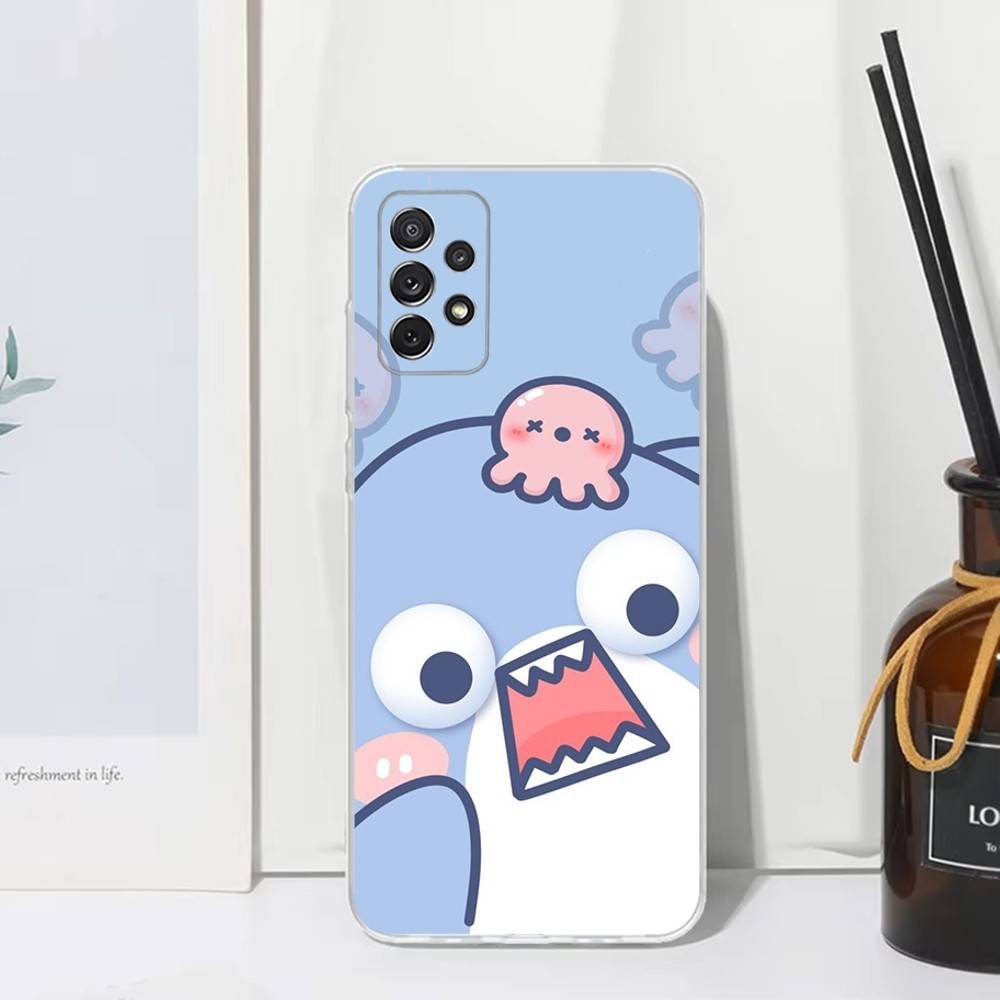 Милый мультяшный акула Чехол для телефона Samsung S30, S23, S21, S22, S20, Ultra, FE, Lite, S10, S9, S8, Plus, Прозрачный, Силиконовый чехол