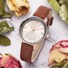 Simple Business Women Arabic numerals Dial PU Strap Watch Alloy Quartz Wristwatch (Brown)
