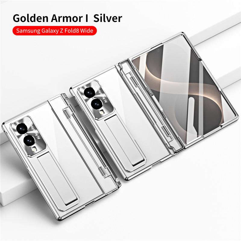 For Samsung Galaxy Z Fold 8 Case Transparent Bracket Stand Holder Case for ZFold 8 Fold8 Clear Screen Film Hinge Protect Cover