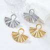 Summer Alloy Fan-Shaped Earrings: European & American Style Metal Earrings for Women