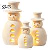 Christmas Snowman Statue Decorative Light, LED Light-up Hollow Figurine, Figurine with Lights Resin Night Lamp for Holiday Party Tabletop Decor