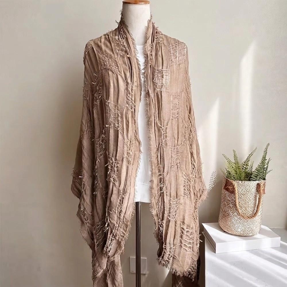 Solid Color Cotton Linen Neckerchie Breathable Neck Warmer Casual Women Scarf College