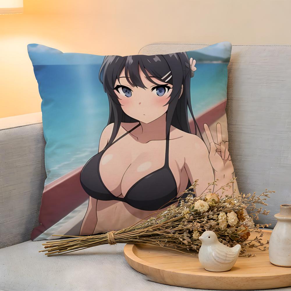 Cushion Cover Linen SkinFriendly Soft Decorative Case For Sofa Home Decor Sexy Anime MMai Sakurajima Pillow cover