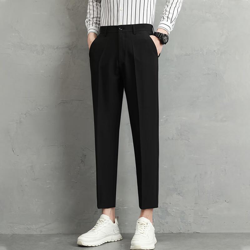 Pierre Cardin Men's Straight Slim Fit Cropped Casual Pants