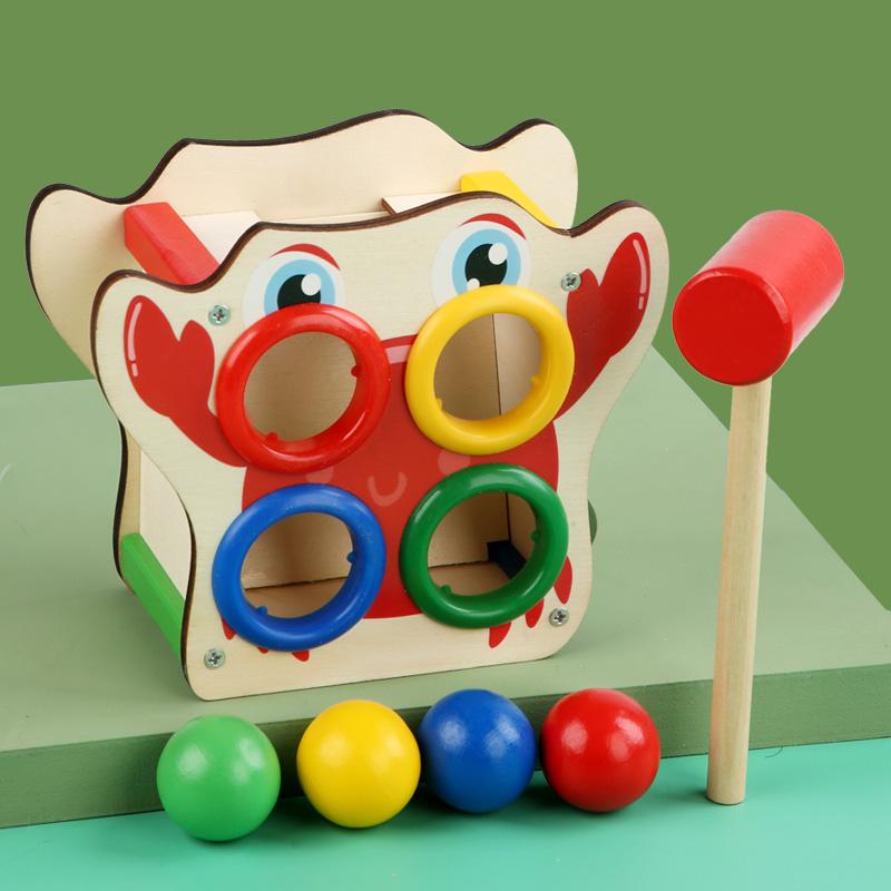 Wooden Pounding Bench Baby Workbench Pound Ball Toy Montessori Toy Color Matching Hand Eye Coordination Fine Motor Training