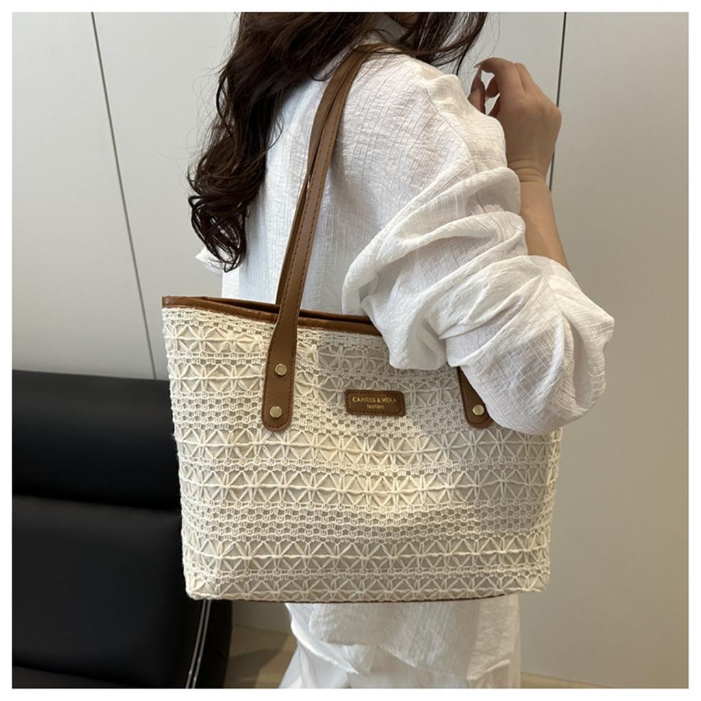 Свежий темперамент Модный дизайн Океаническая цветовая блокировка Соломенная текстура Сумка на одно плечо подмышку Женская