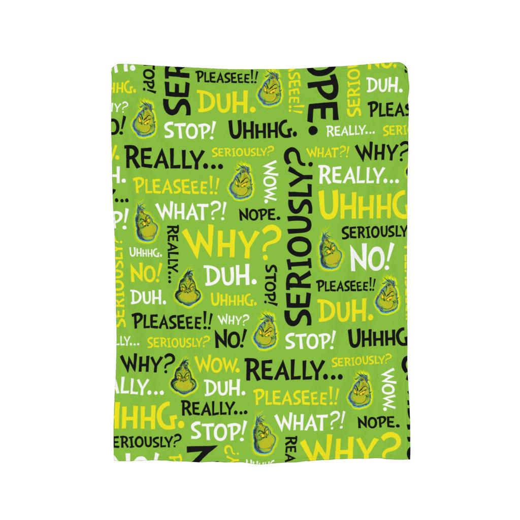 Christmas-S-Green-S-Grinch Blanket Fleece Textile Decor Portable Warm Throw Blanket for Home Office blanket Piece