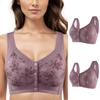 Floral Print Bras Forwomen Comfortable Large Size Underwear Front Closure Bralette Anti-Sagging Gathered Wire Free Lingerie Front Opening Buckle