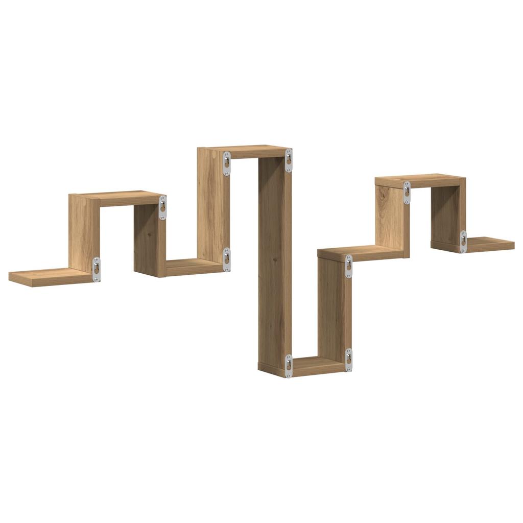 Corner Creative Wave Floating Shelf Wall Shelf, Wood Grain Corner Frame Rustic Wood Wall Hanging, Room Decoration Floating Shelf 104.5x10x43 Cm