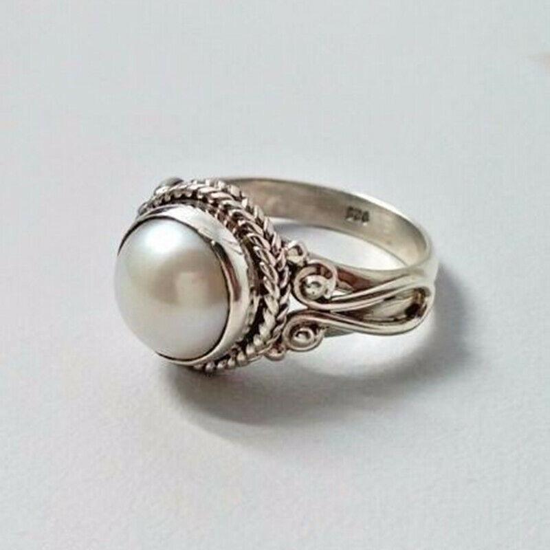 Модные жемчужные кольца серебряного цвета с узором для женщин, свадебные украшения для помолвки