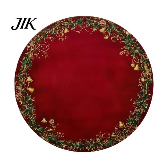 Round Washable Placemats Christmas Placemat, 14 Inch Festive Pattern Anti Slip Tabletop Protector, Party Table Setting Heat Insulation Place