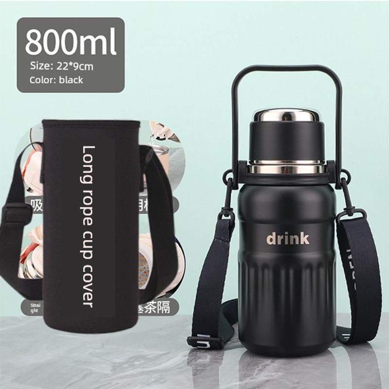 Double-Drink Student Large-Capacity Thermos Cup 316 Stainless Steel Sports Cross-Body Water Cup Special Cup for School and Travel