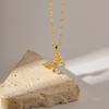 Youthway Stainless Steel  Pvd Gold Plated White Zircon Butterfly Pendant Necklace Waterproof Jewelry Gift