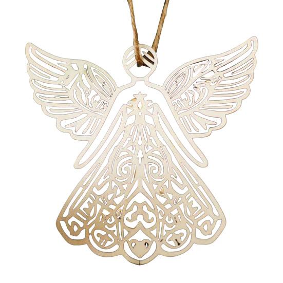 Wooden Angel Christmas Ornaments Rustic Angel Hanging Ornament with Hollow Design for Winter Xmas