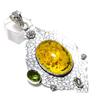 Натуральный балтийский янтарь, перидот, серебро 925 пробы, ювелирная подвеска 3,23" w3h78