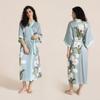 Satin Printed Robe Women Plus Size Lightweight Long Sleepwear Home