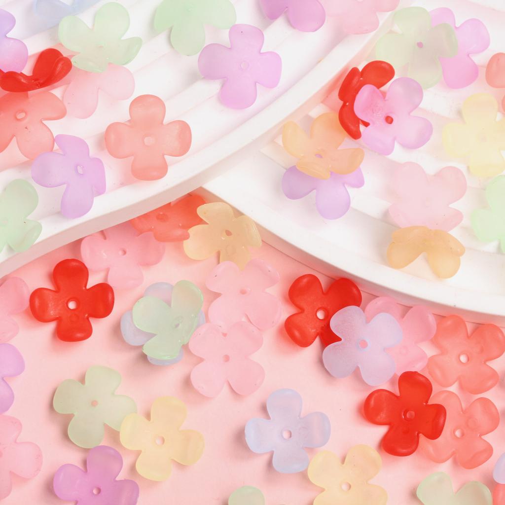 Unisex Fashion Frosted Beads 200pcs Bracelet Necklace Floret Receptacle Fashion Warm Color Handmade Acrylic DIY Jewelry Accessories Materials 15mm