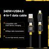 New 240w 4 in 1 Multifunctional Usb4.0 20Gbps Pd100w Zinc 5A Fast Charging Cable for Iphone 15 Android  Notebook