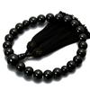 Men's Buddhist Prayer Beads, Ebony, 22 Beads, Silk Tassel, Suitable for All Sects, Informal Funerals, Buddhist Altars, Mourning Apparel, Wakes, Grave