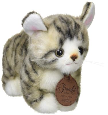 Саней Боэки Грациозная Кошка (Сделано в японии) Котенок Мийя Манчкин Серый Стоячий Плюшевый Игрушка, Общая Длина 21см I-7552