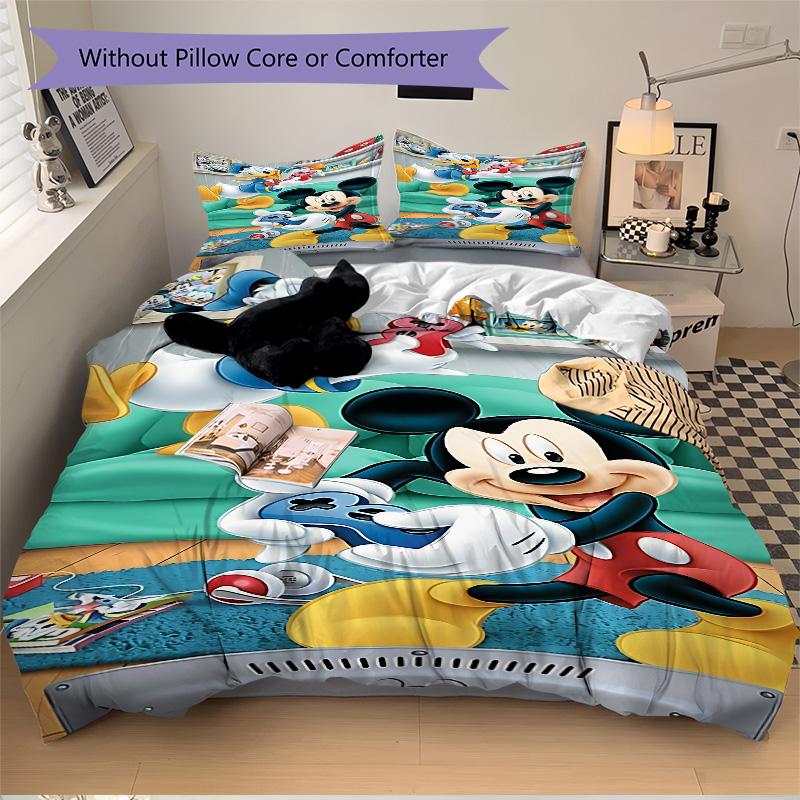 Mickey Friends Playtime Print 3Pcs Bedding Setduvet Cover With 2 Bedropillowcase Home Birthday Gift