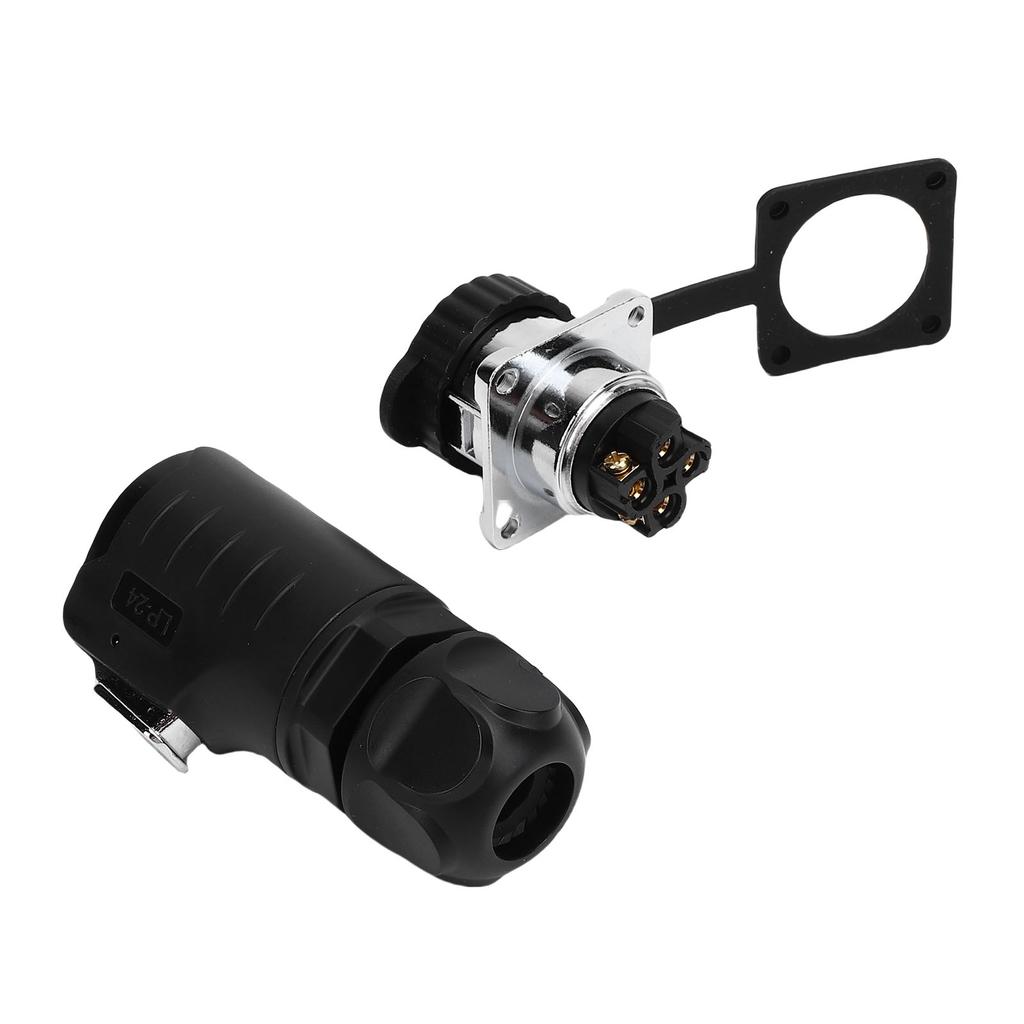 25A 4 Pin Pin and Socket IP68 Male and Female Aviation Wire Connector with Flange Seat, Industrial Water Proof Connector, Function