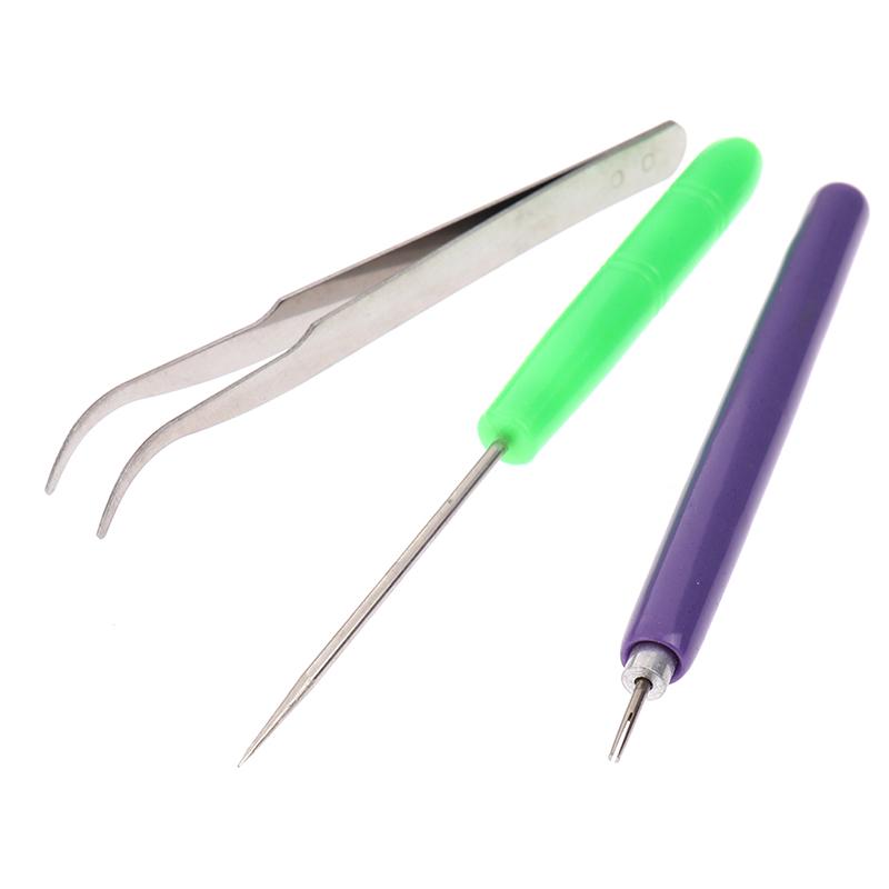 3Pcs Tweezer Needles Slotted Pen Tool Kit Quilling Paper Diy Set Paper Tool