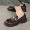 Овчина круглый носок низкий каблук осень лето обувь без застежек женские оксфорды туфли металлические застежки лодочки