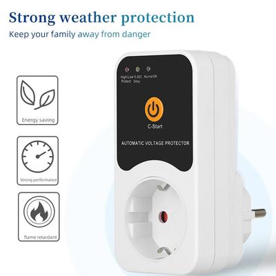 Автоматический защитник напряжения Розетка AC 220В Регулируемый 16А Защитник от скачков напряжения Вилка ЕС Розетка Безопасность по напряжению Защита холодильника