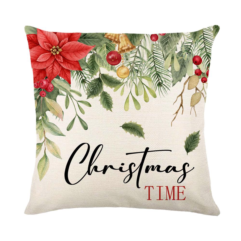 Home Decoration Cushion Cover Christmas Holiday Polyester Print Living Room Sofa Cushion Cover Bedroom Cushion Cover