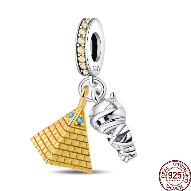 Pyramid Series Copper Mystical Cat Elephant Religious Style Charm Beads Suitable For Pan Original Bracelet Diy