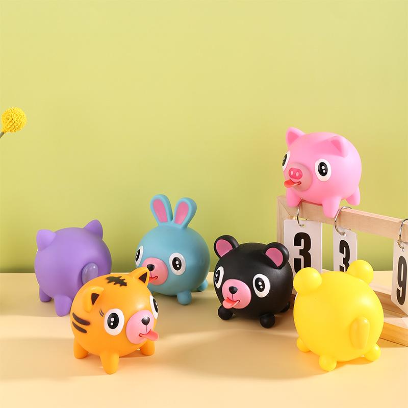 Cartoon Pig Squeeze Toy with Tongue-Out Sound