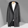 Осенне-зимнее двухстороннее шерстяное пальто для людей среднего возраста и молодежи с капюшоном двухстороннее модное повседневное шерстяное пальто