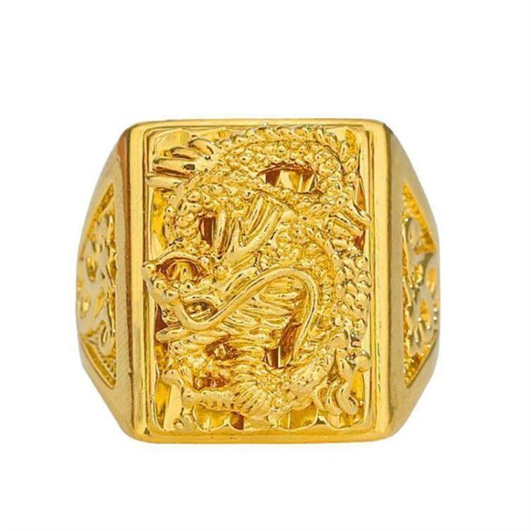 Мужское регулируемое кольцо-абакус с золотым покрытием и дизайном дракона