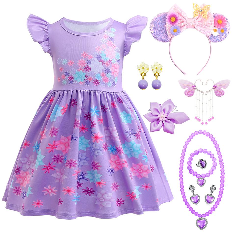 Mirabel Isabela Cosplay Princess Dress Kids Encanto Charm Costume Girls Halloween Children's Day Birthday Party Holiday Clothes