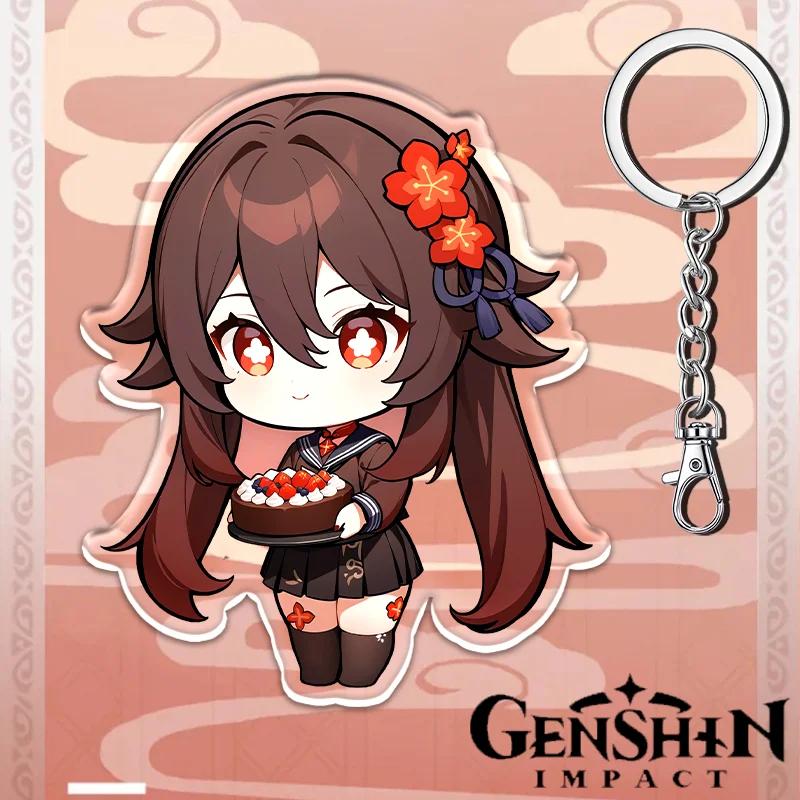 12см Акриловый брелок Genshin Impact Аксессуары для студенческого рюкзака Ху Тао Ёимия Чжун Ли Райдэн Сёгун Аксессуары Подарки на вечеринку