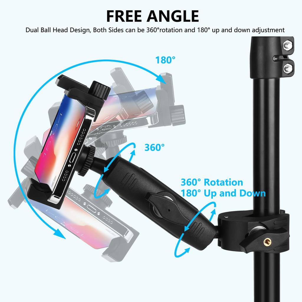 Music Hanger Microphone Stand with Long Arm and Super Clamp 360° Rotation for 3.5-7 Inch Smartphones, Compatible with Samsung Galaxy S 14, 13, 12,