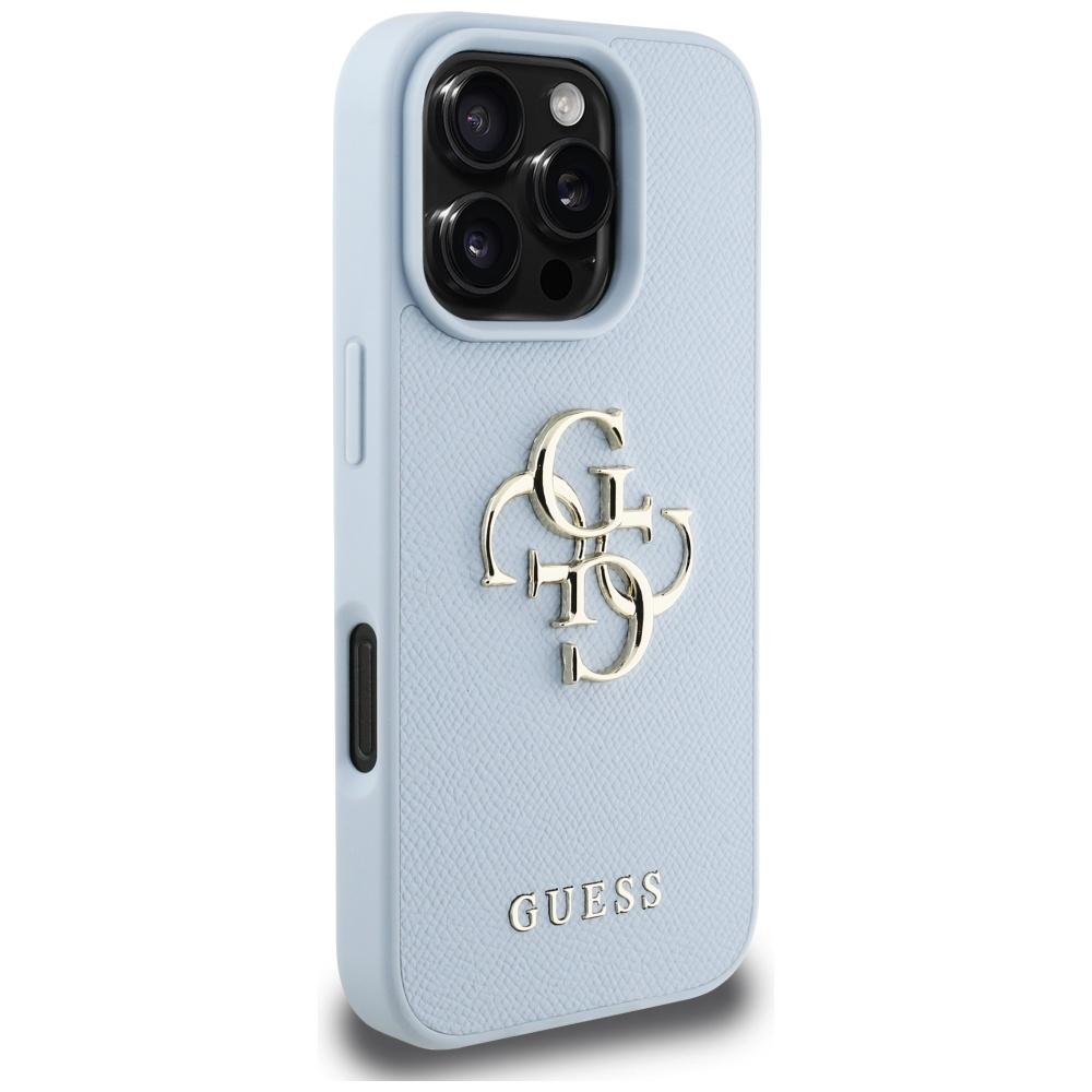 Etui do iPhone 16 Pro Max Guess Grained Classic Logo Niebieskie