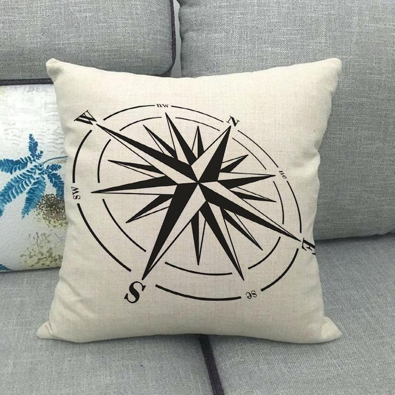 Nautical Elements: Rudder And Compass Digital Printing Short Plush Pillow Covers For Car Sofa Office Cushion Cover Home Goods