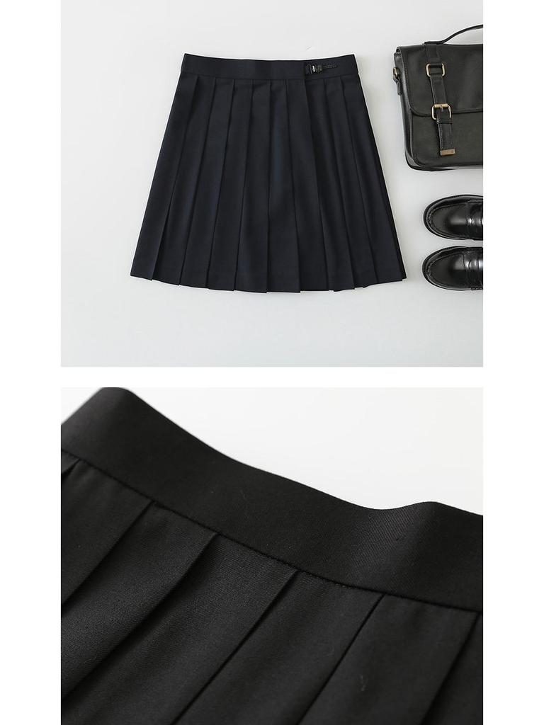 Японская плиссированная летняя школьная юбка JK - чистый черный индиго, в стиле колледжа