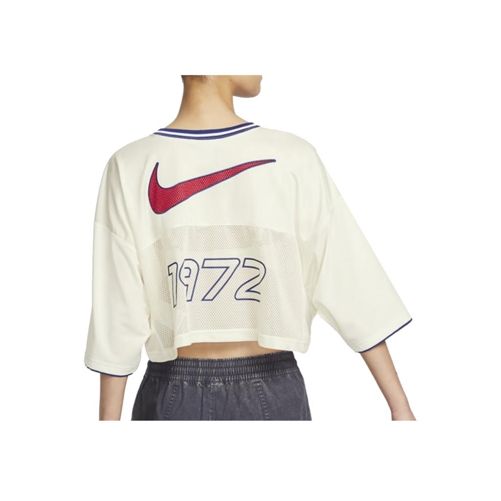 Nike Пуловер с v-образным вырезом, повседневная футболка с коротким рукавом, женские топы, белые HF6288-133