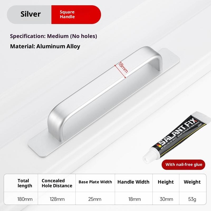 Ручки из алюминиевого сплава без сверления, ручки-наклейки для раздвижных стеклянных дверей, окон, ящиков, шкафов, для ванной комнаты