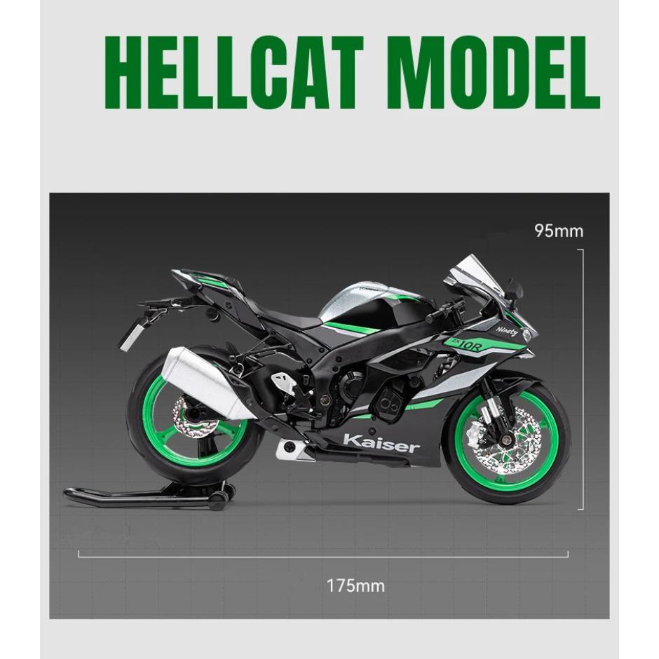 1/12 Kawasaki Ninja ZX-10R Heavy Locomoti Alloy Motorcycle Model Cross-country Racing Motorcycle Model Sound Light Kids Toy Gift